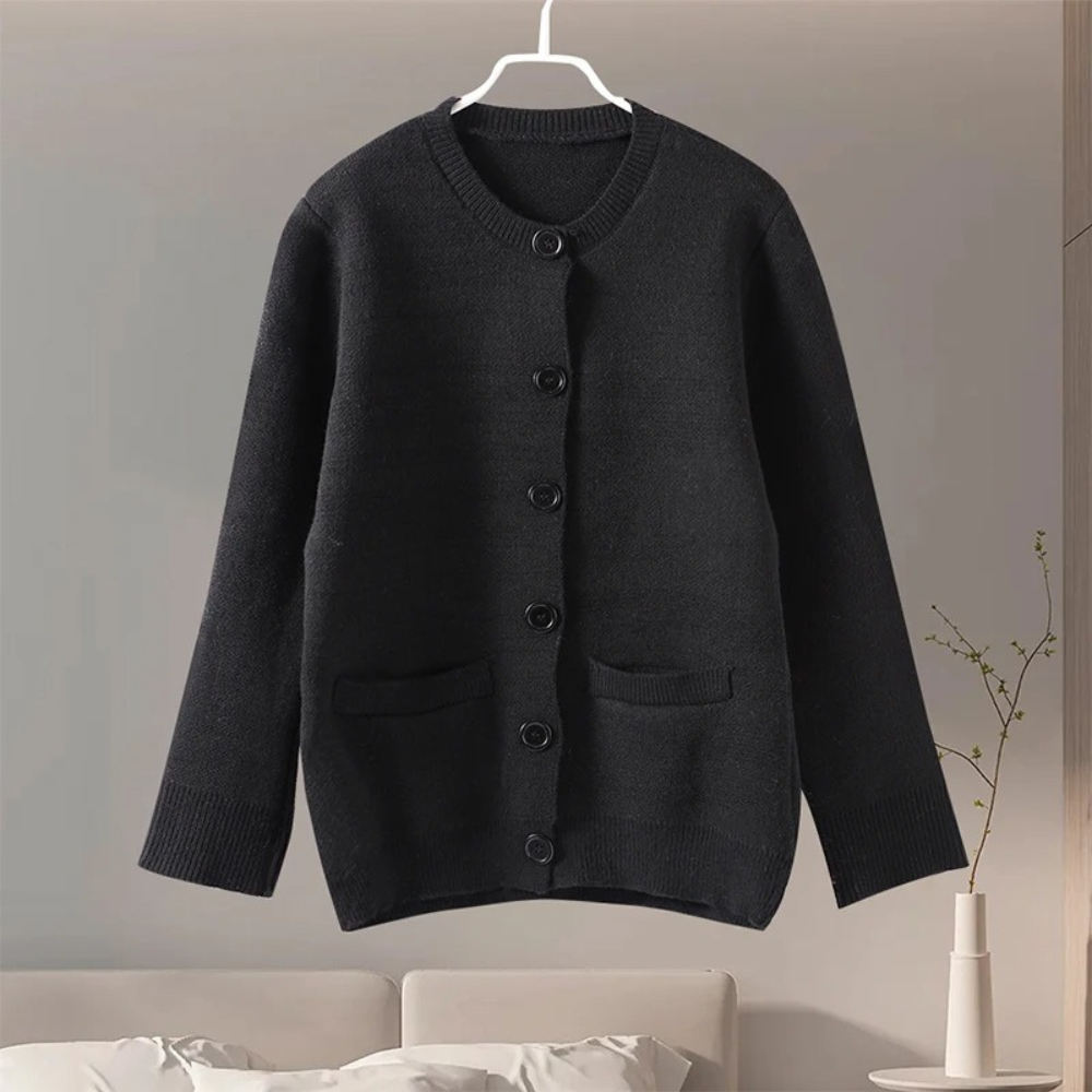 Cardigan femme col rond doux