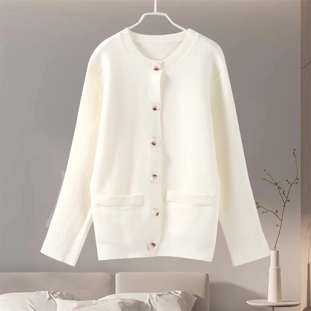 Cardigan femme col rond doux