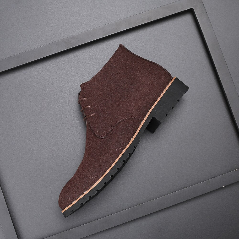 Bottines homme en daim marron à lacets