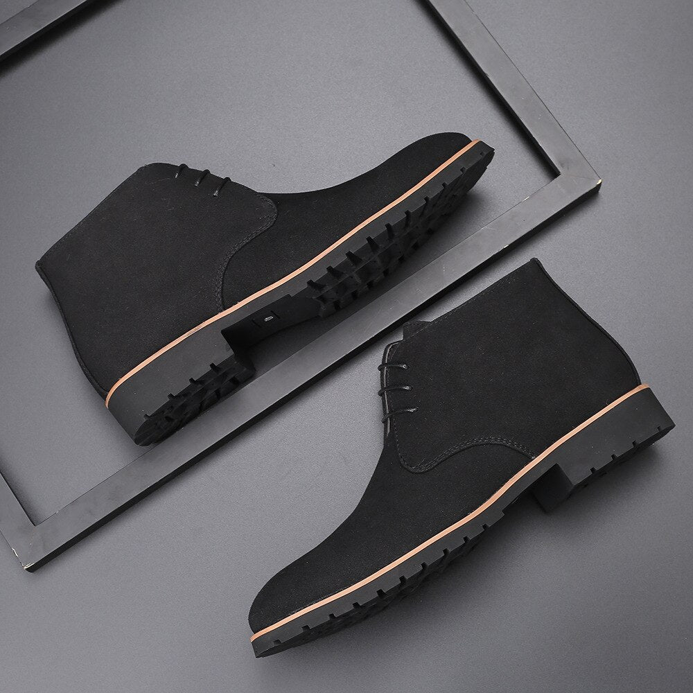 Herren Stiefeletten Wildleder Braun Schnürsenkel - IdealeKleiden