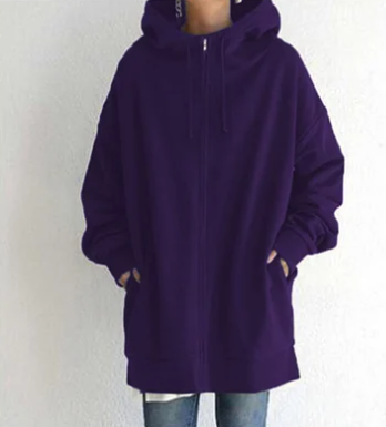 Sweat à capuche zippé pour femme automne hiver