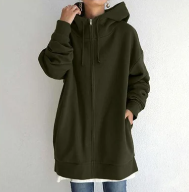 Sweat à capuche zippé pour femme automne hiver