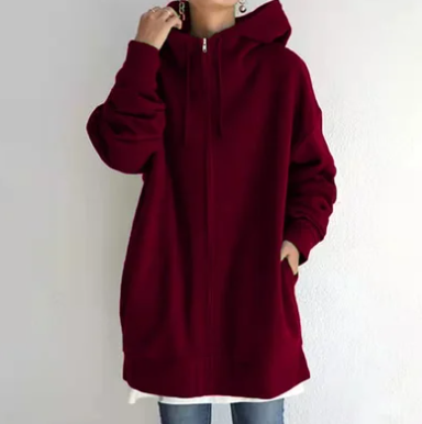 Sweat à capuche zippé pour femme automne hiver