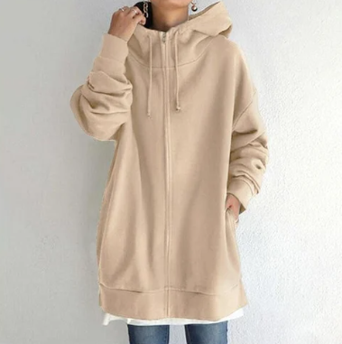 Sweat à capuche zippé pour femme automne hiver