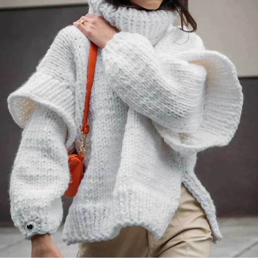 Robe classique à col roulé oversize