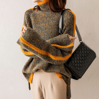 Pull-overs en grosse maille grande taille à rayures