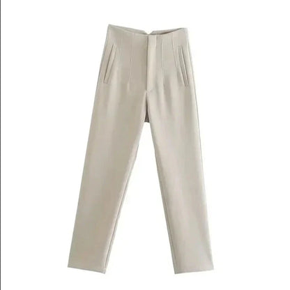 Hohe Bund Slim Fit Hose - IdealeKleiden