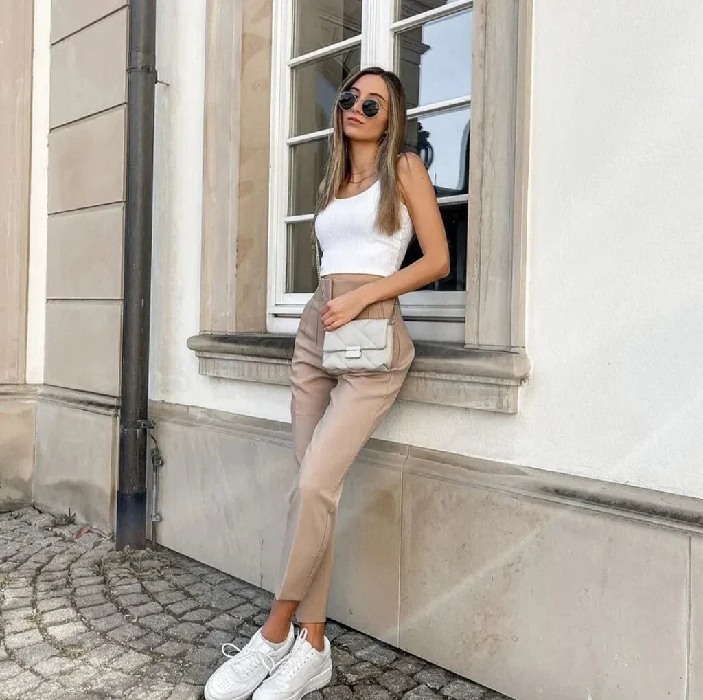 Pantalon taille haute coupe slim