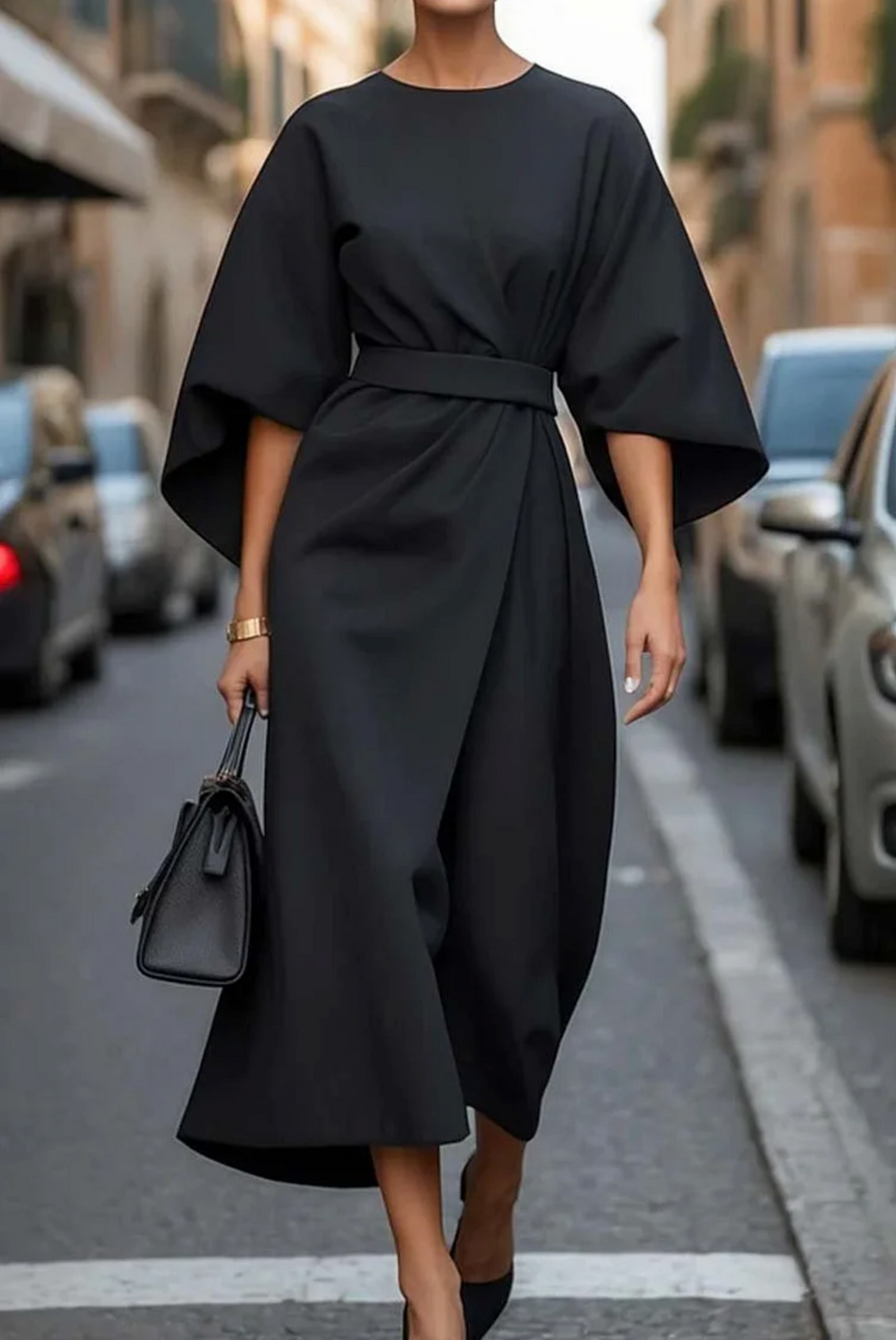 Robe midi élégante à ceinture pour femme