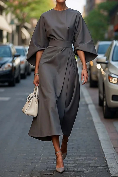 Robe midi élégante à ceinture pour femme