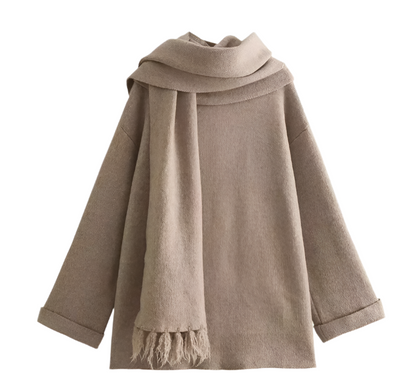 Cardigan Écharpe Femme Confortable Élégant