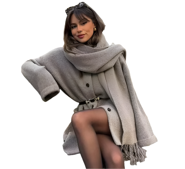 Cardigan Écharpe Femme Confortable Élégant