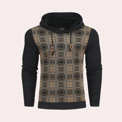 Pull-over homme à carreaux avec capuche, style sportif
