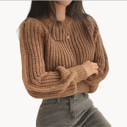 Pull tricoté épais pour femme au design moderne