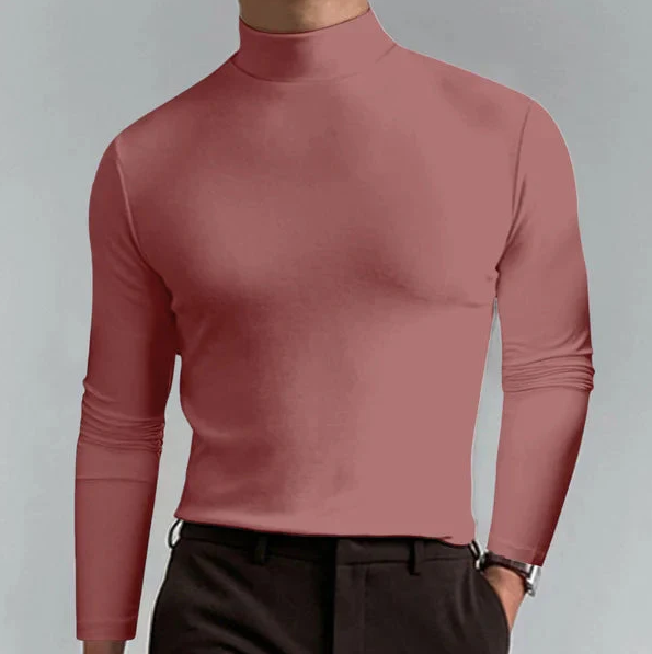 Pull col roulé ajusté à manches longues