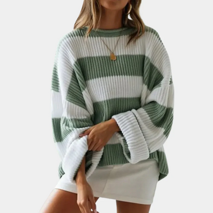Pull femme grandes rayures moderne confort