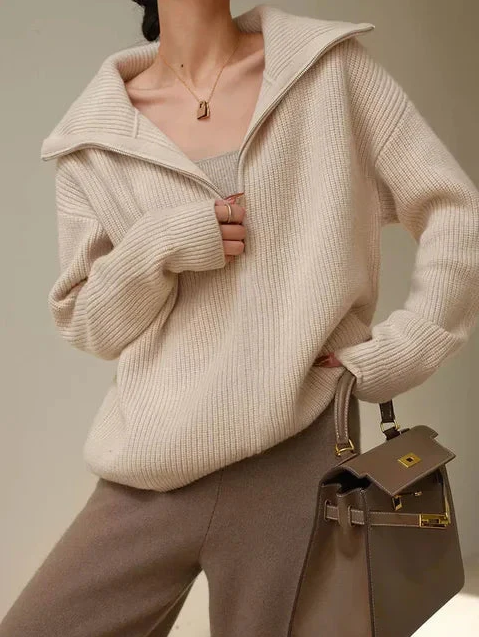 Col roulé chaud zippé pour femme