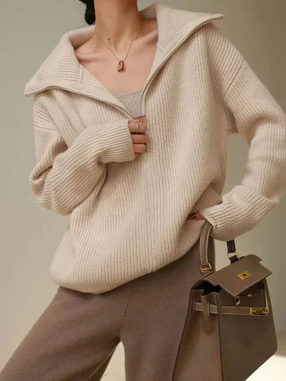 Col roulé chaud zippé pour femme
