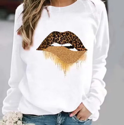 Pull en coton doux à motif lèvres