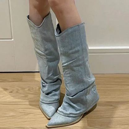 Bottes hautes tendance pour femmes, style jean