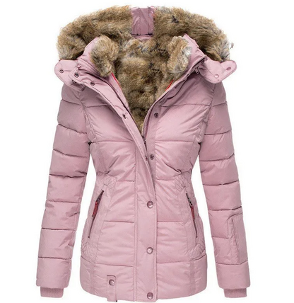 Manteau d'hiver femme capuche fourrure design de luxe