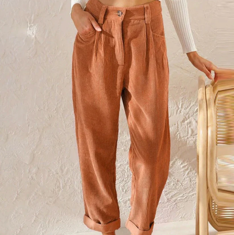Malia - Pantalon en velours côtelé coupe décontractée