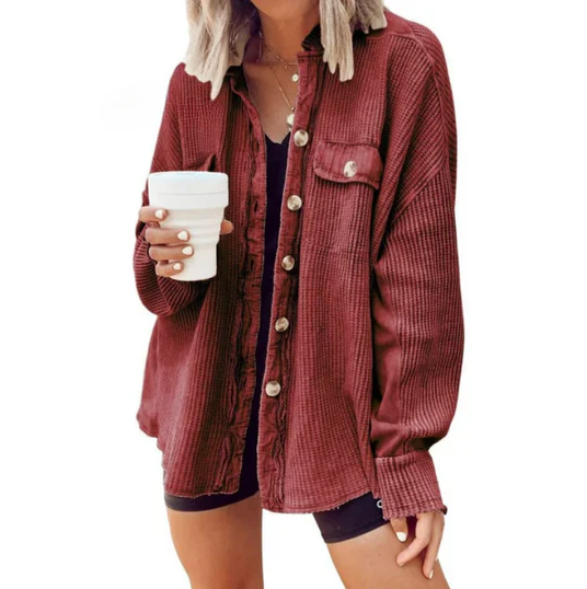 Veste en velours côtelé classique à capuche en coton