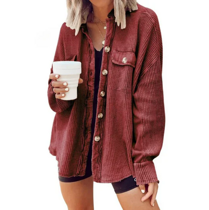 Veste en velours côtelé classique à capuche en coton