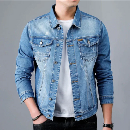 Blouson en cuir pour homme style rétro aspect usé