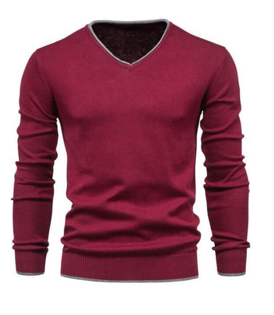 Élégant pull à col en V en gris argenté raffiné