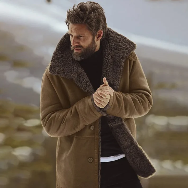 Wintermantel mit Pelz-Kragen Luxus Design - IdealeKleiden
