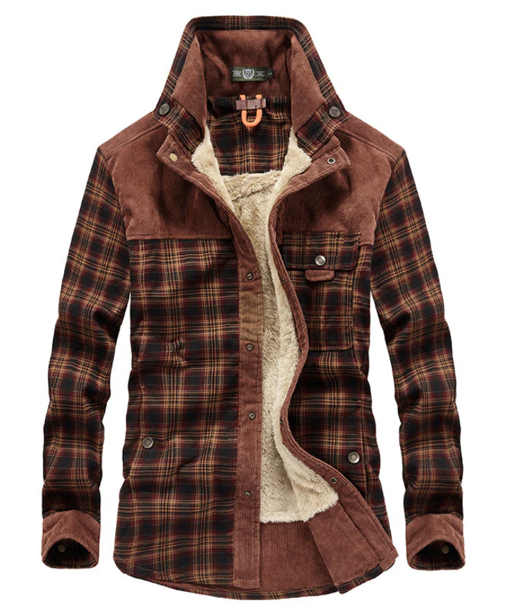 Manteau d'hiver en flanelle pour homme, col montant, chaud