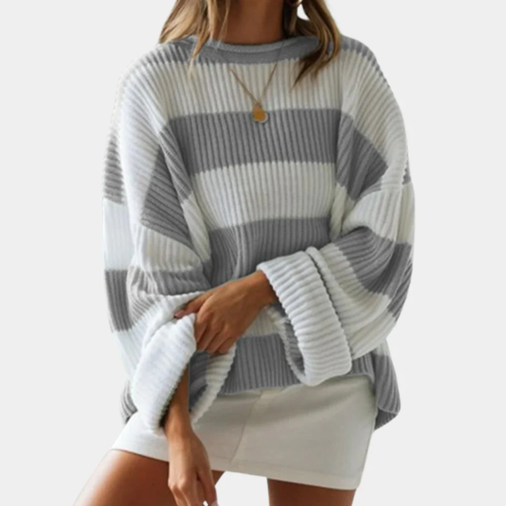 Pull femme grandes rayures moderne confort