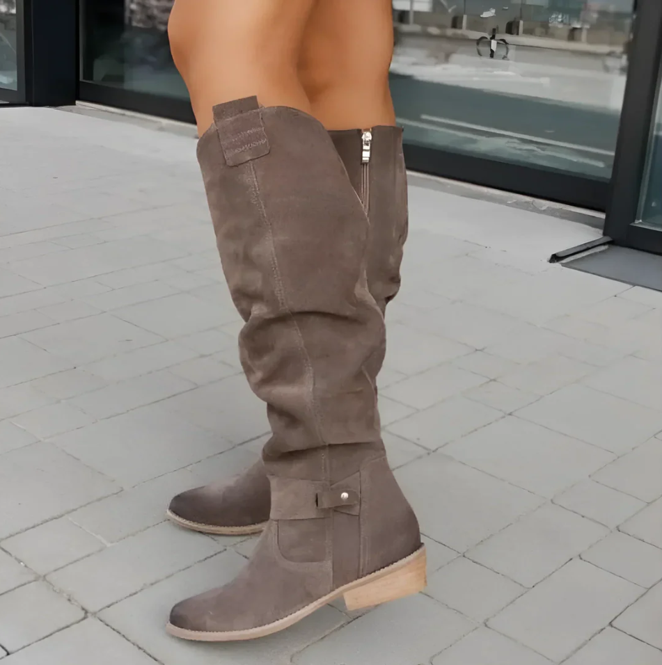 Bottes de luxe pour femme en daim antidérapantes