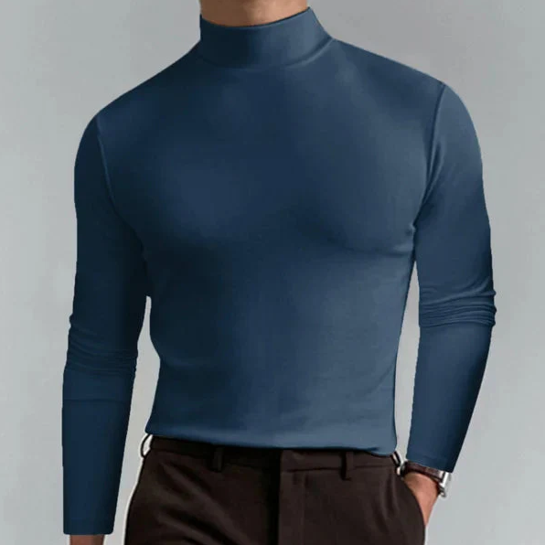 Pull col roulé ajusté à manches longues