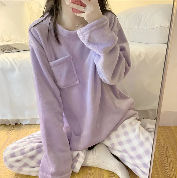 Ensemble de pyjama en polaire doux pour femme