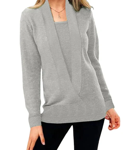 Pull en tricot unique col V femme
