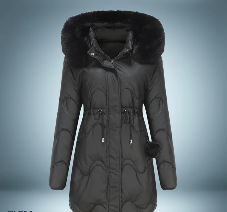 Parka coloré avec col en fourrure douce