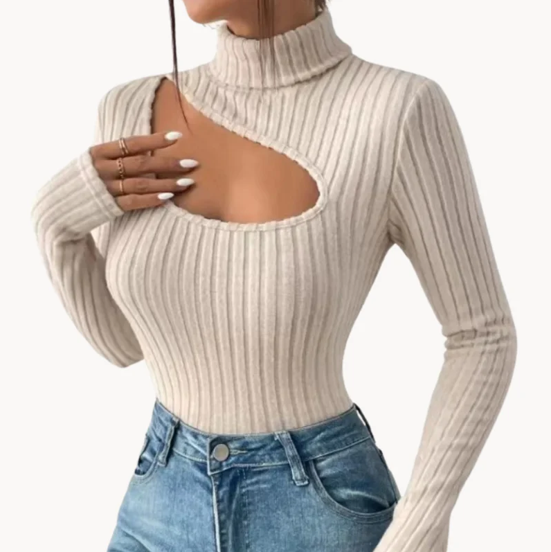 Haut de tricot doux pour femme à effet ajouré