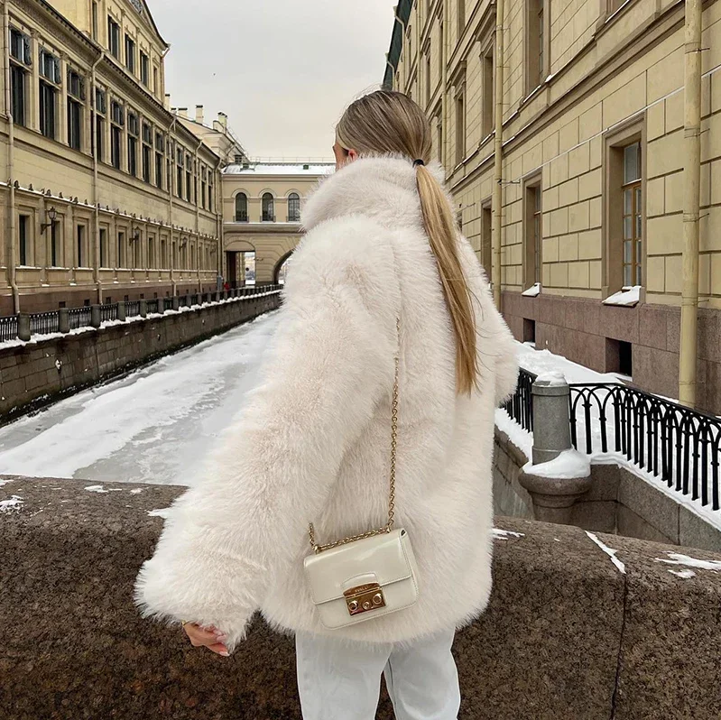 Luxus Jacke Damen Weiches Kunstfell - IdealeKleiden