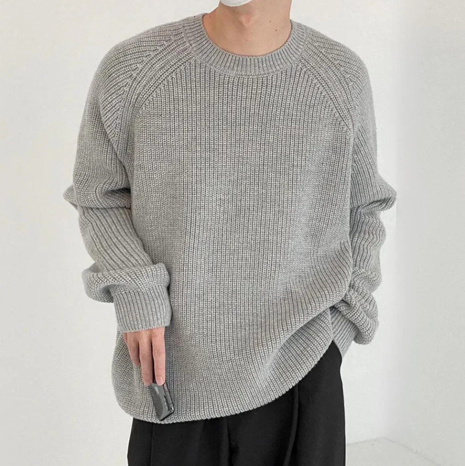 Pull tricoté confortable col rond blanc