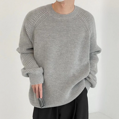 Pull tricoté confortable col rond blanc