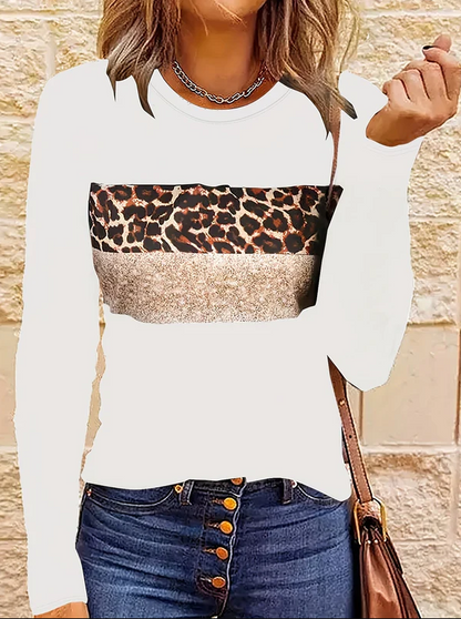 T-shirt manches longues Léopard Femme Chic