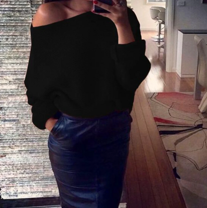 Pull élégant femme épaules dénudées