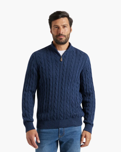 Pull-over homme en maille, moderne, demi-zip