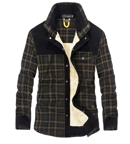 Manteau d'hiver en flanelle pour homme, col montant, chaud