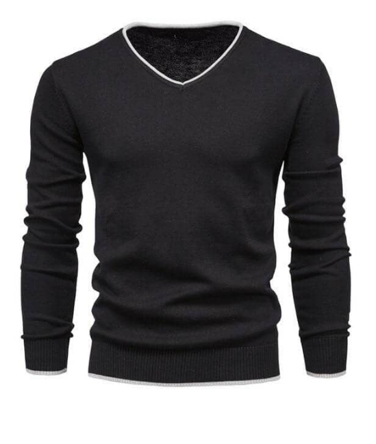 Élégant pull à col en V en gris argenté raffiné