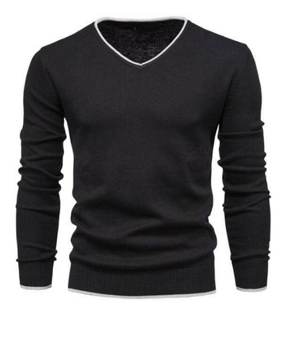 Élégant pull à col en V en gris argenté raffiné