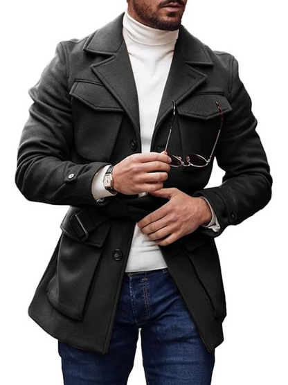 Manteau d'hiver homme multipoches à lacets