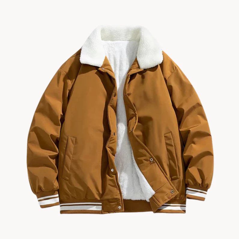Veste d'hiver homme col fourrure Sherpa chaude isolée